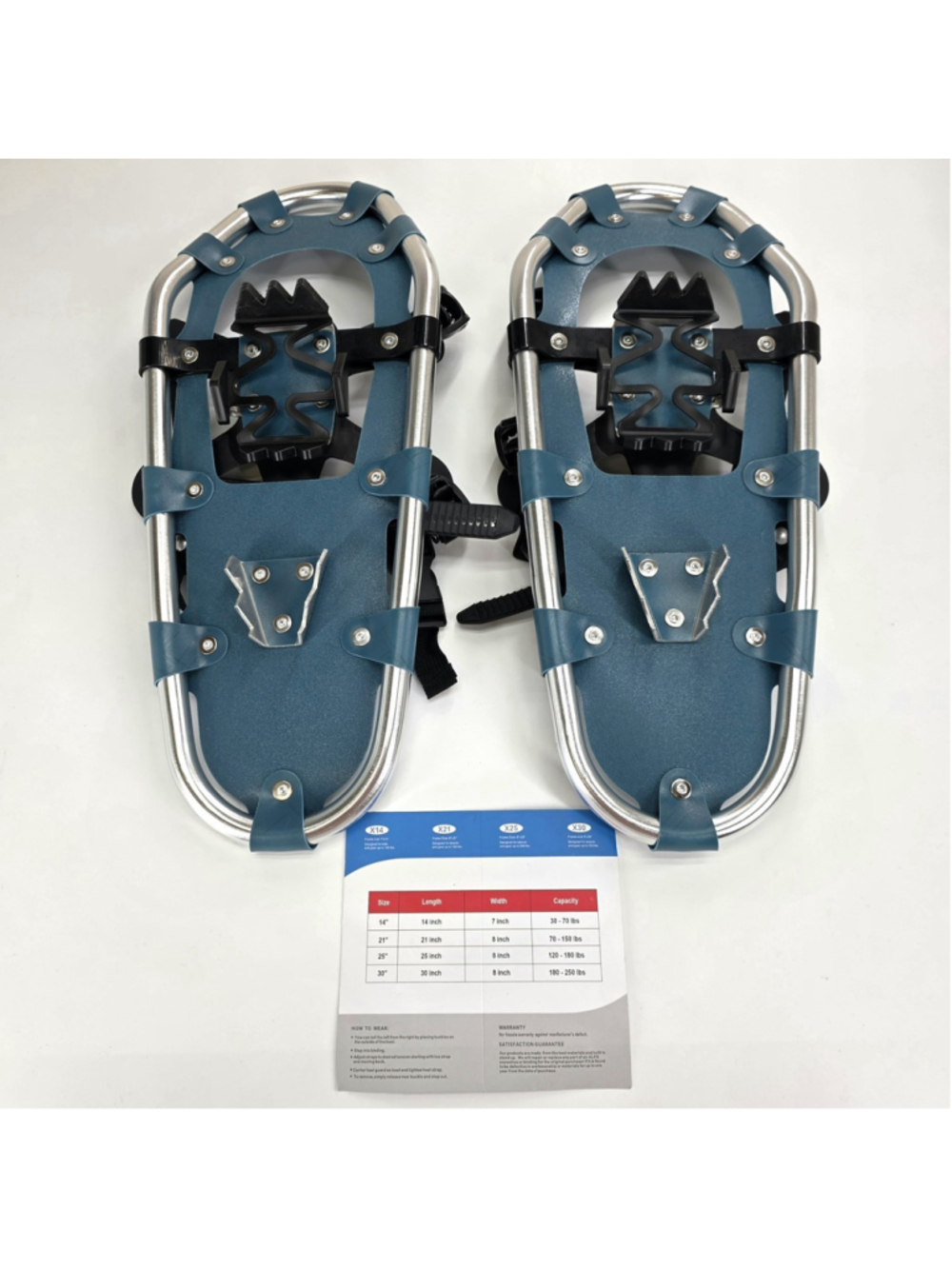 Gpeng X21 Snowshoes 21” 70-150 lb Teal Aluminum Winter Hiking Traction Bag - Picture 3 of 12